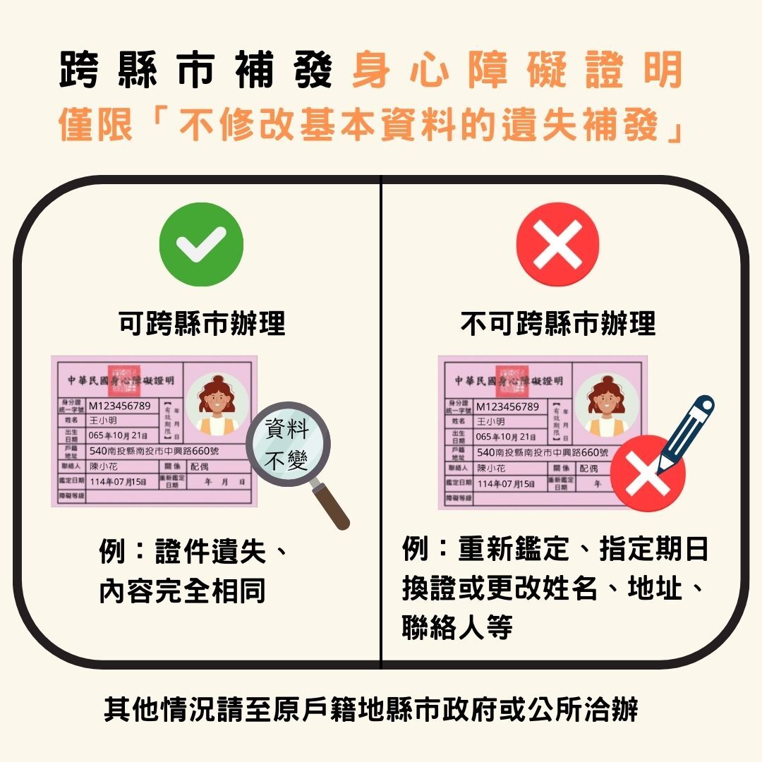 ▲身心障礙證明可跨縣市遺失補發，8月18日起施行。（圖／南投縣政府提供）