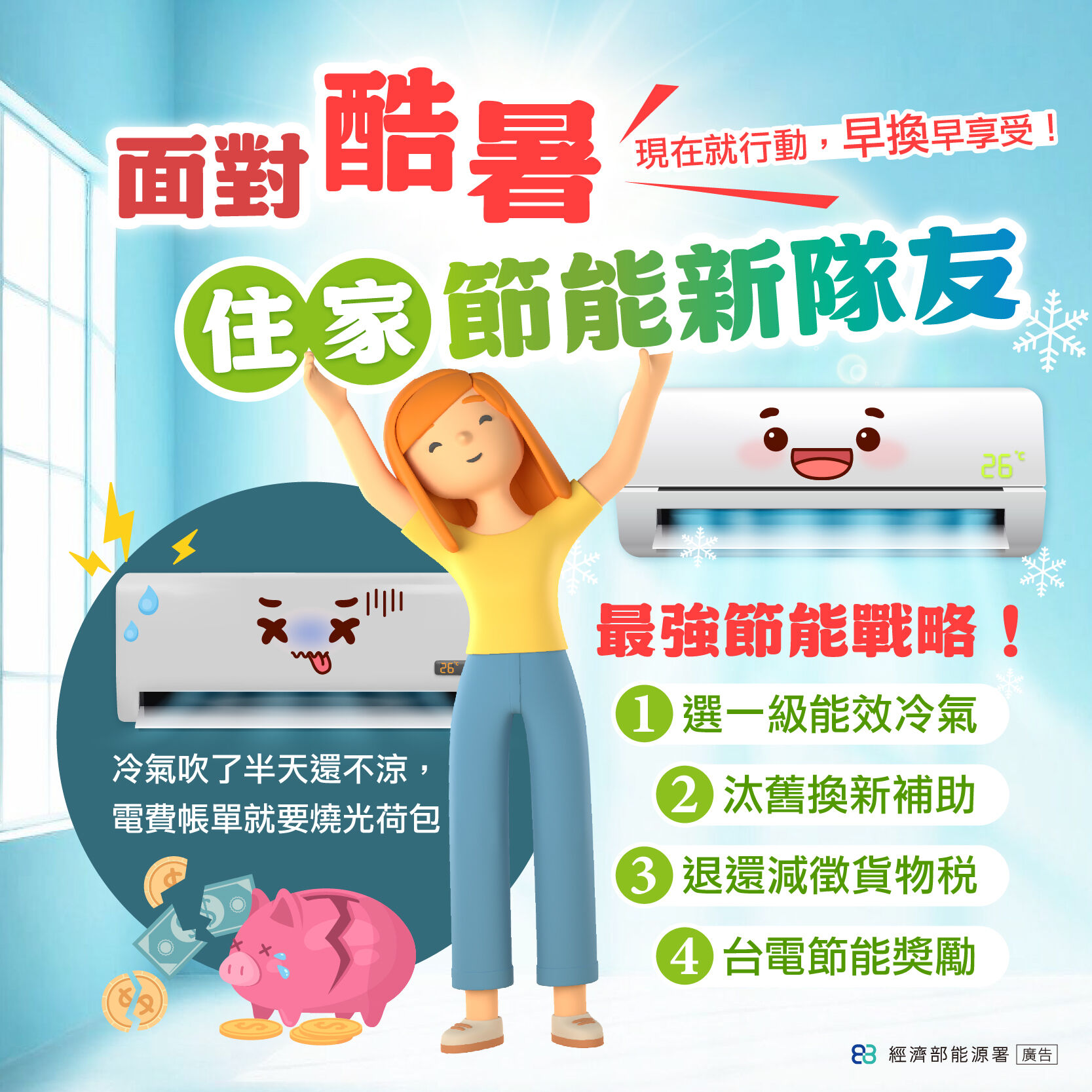 ▲▼冷氣汰舊換新最多可以領5000元。（圖／翻攝臉書／經濟部能源署）