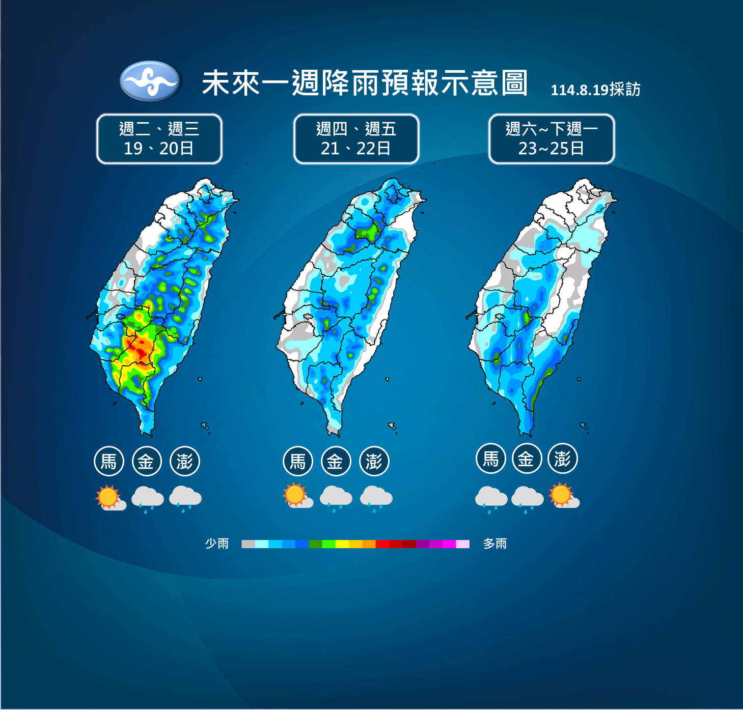 ▲▼未來一周天氣趨勢。（圖／氣象署提供）
