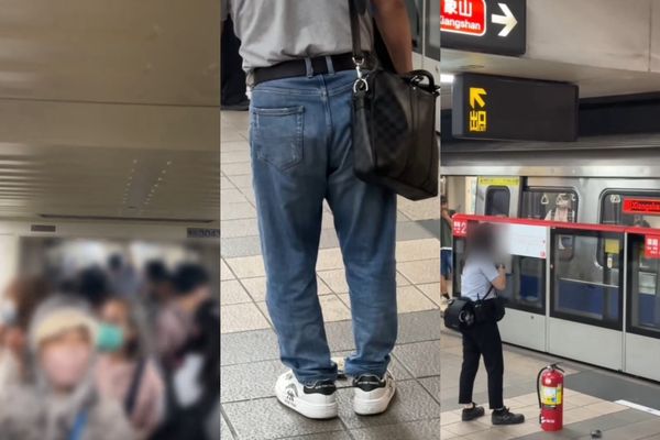 ▲通勤上班時間，在淡水信義線上，遇到車廂冒煙的狀況，引發民眾騷動。（圖／翻攝自hungyu_）