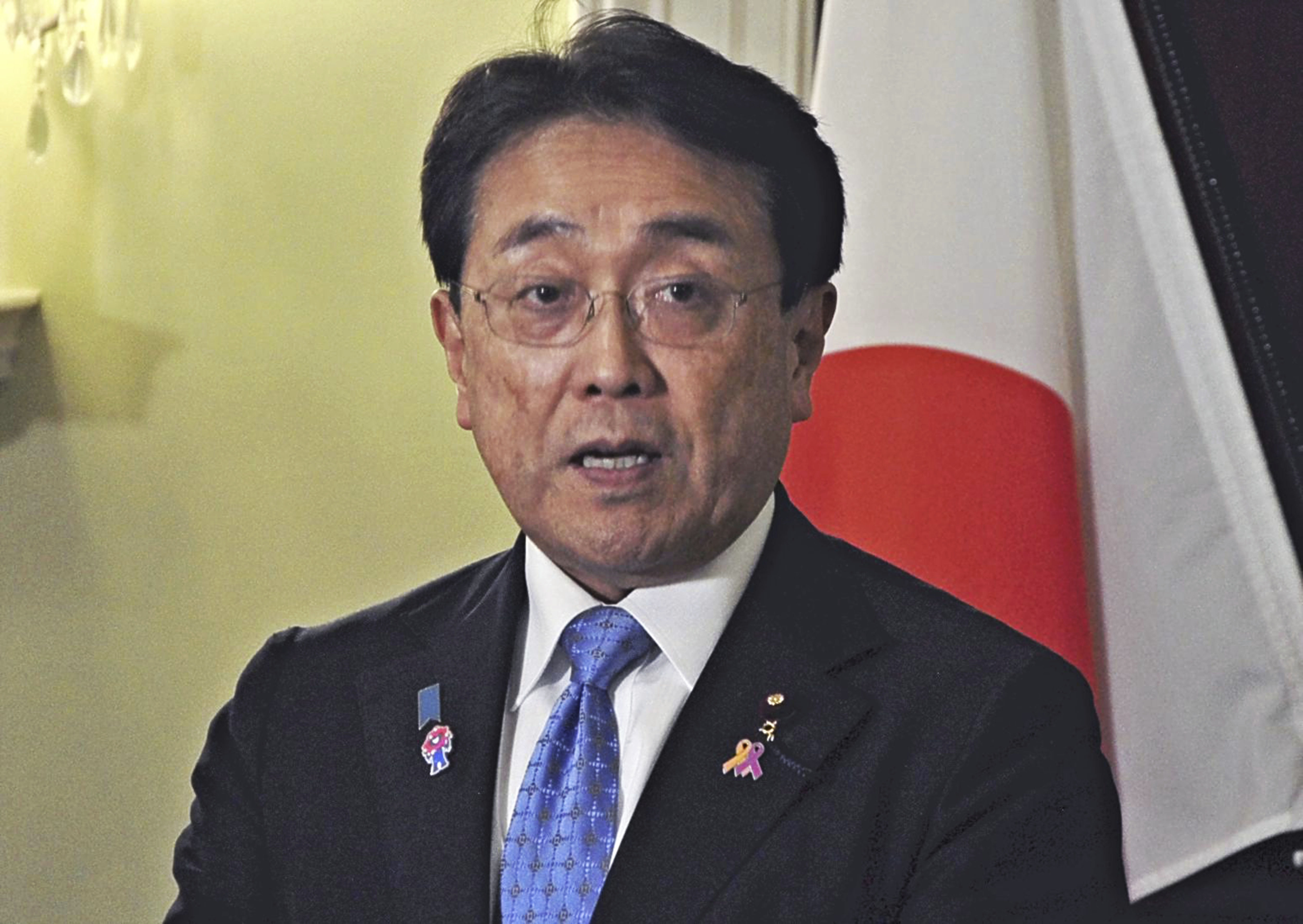 ▲▼日本經濟再生擔當大臣赤澤亮正7日在華府會晤盧特尼克後向媒體發表演說。（圖／達志影像／美聯社）