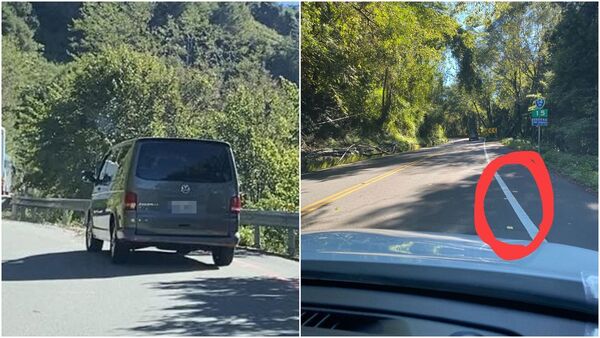 有網友直擊，一輛廂型車一路撒冥紙。（翻攝自臉書）