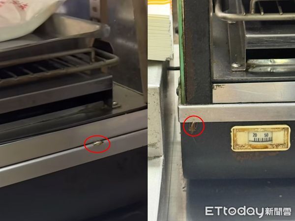 ▲網友拍下小強在食品櫥窗爬來爬去。（圖／翻攝自threads／yung.9o）