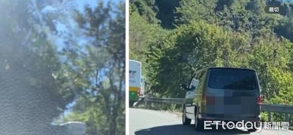 ▲▼民眾在臉書社群表示，有輛廂型車在合歡山區路上行駛並沿路撒出1百多張冥紙。（圖／記者王兆麟翻攝，下同）