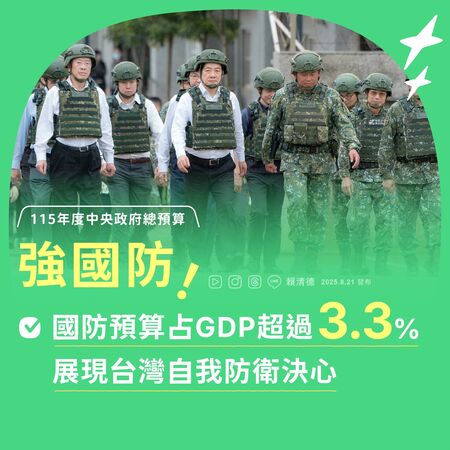 ▲▼針對明年度總預算，賴清德透過圖卡說明施政重點。（圖／賴清德臉書）