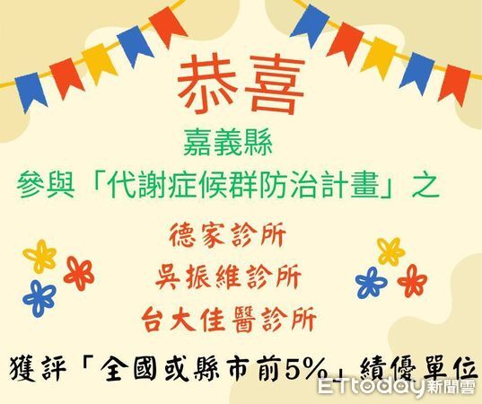 ▲▼   嘉義縣3診所獲頒代謝症候群防治績優診所  。（圖／嘉義縣政府提供）