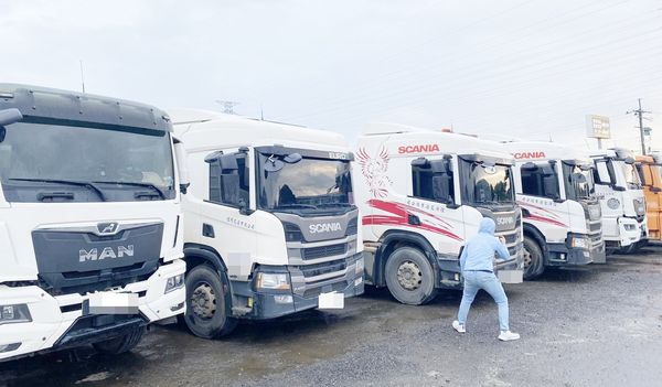 ▲桃園檢警會同環境部保環管署北區管理中心等人員在新屋區租用農地開挖土方，查扣犯罪集團使用17輛曳引車等證物。（資料照／桃園地檢署提供）