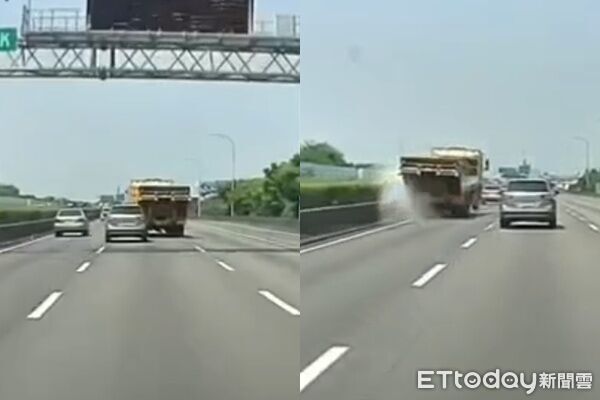 ▲▼             國1彰化段一輛拖吊車詭異往內線連切3道，撞上分隔島。（圖／記者唐詠絮翻攝）