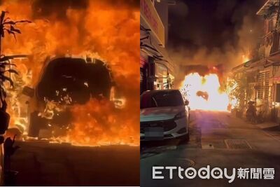 新店大火畫面曝！巷弄內「烈焰吞噬轎車」　住宅陷火海伴爆炸聲