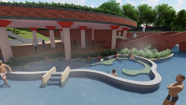 ▲▼「蘭陽溫泉浴」工程大眾湯屋的模擬圖。（圖／宜縣府提供，下同）