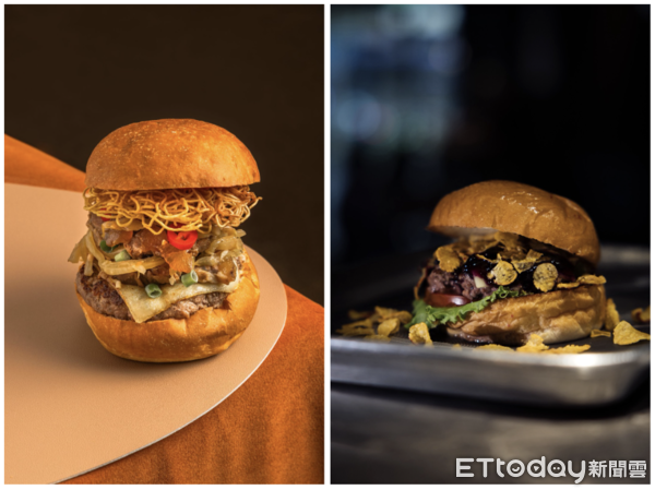 ▲君悅酒店「酸菜牛肉麵起司漢堡」與屠夫漢堡。（圖／業者提供）