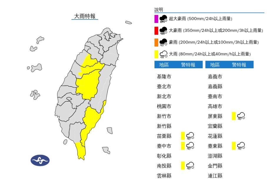 ▲▼快訊／氣象署發大雨特報　短時強降雨炸5縣市。（圖／氣象署）