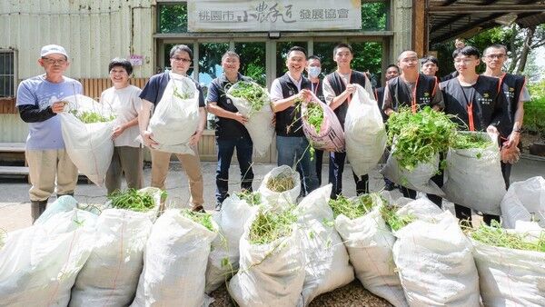 ▲蘇俊賓走進社區宣導清除外來種小花蔓澤蘭