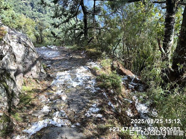 ▲▼玉山「夏日雪景」冰雹大爆發積冰5公分！步道驚人白一片。（圖／玉管處提供）