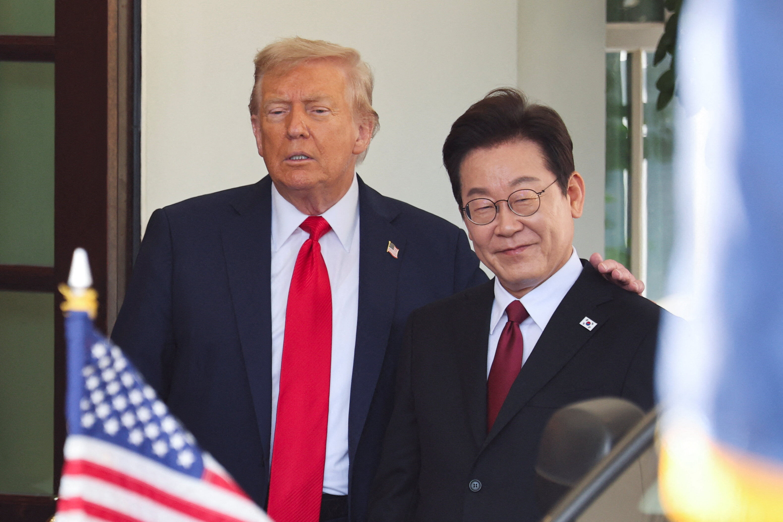 ▲▼美國總統川普稱讚南韓總統李在明,「很聰明」。(圖/路透)