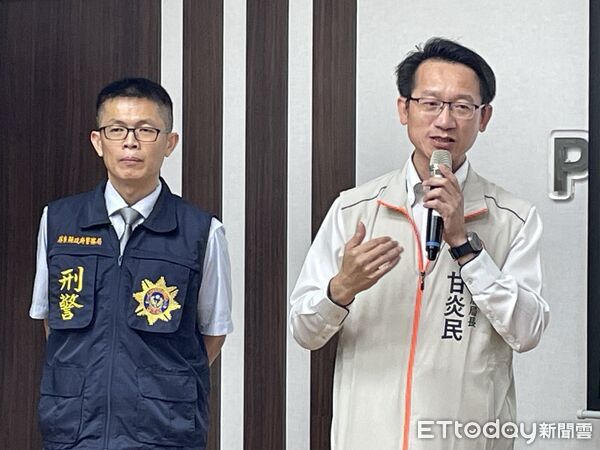 ▲警察局長甘炎民說明打車校園ATM詐欺狀況。（圖／記者陳崑福翻攝）