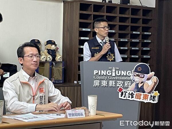 ▲警察局長甘炎民說明打車校園ATM詐欺狀況。（圖／記者陳崑福翻攝）