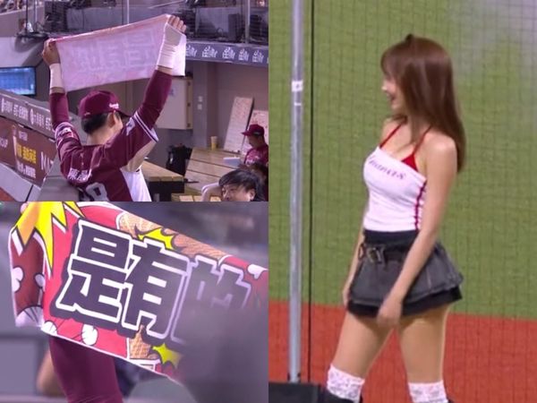 ▲《你朝我的方向走來》歌詞成真！啾啾中場熱舞走向陳晨威　掀網友暴動。（圖／截自CPBL.TV）