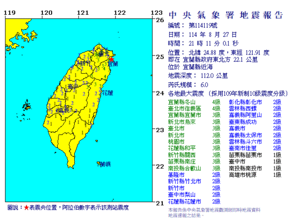 ▲▼6.0地震。（圖／中央氣象署）