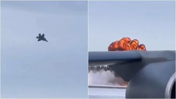 ▲▼F-35戰機「螺旋式下墜」炸成火球！　美軍飛行員驚險彈射。（圖／翻攝X）