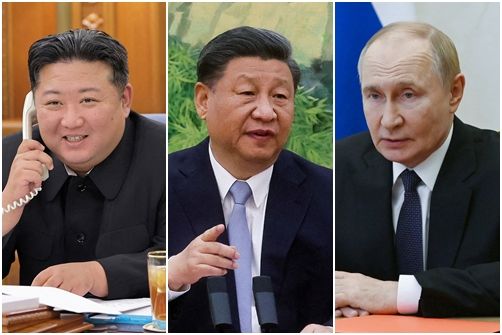 ▲▼ 左起北韓領導人金正恩、中國國家主席習近平、俄羅斯總統普丁。（組圖／路透）