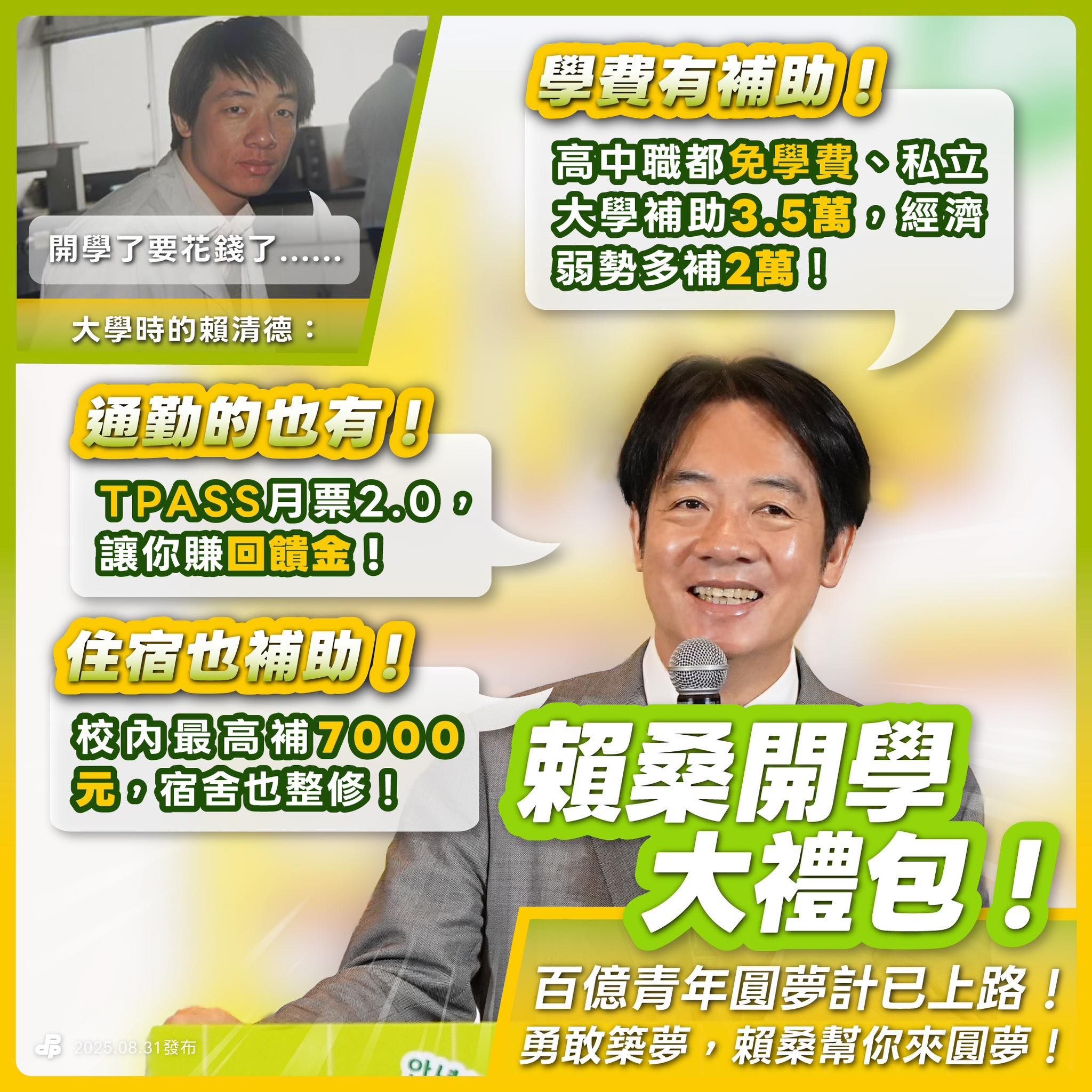 ▲▼賴清德推出三大政策，希望幫助年輕人減輕負擔。（圖／民進黨提供）
