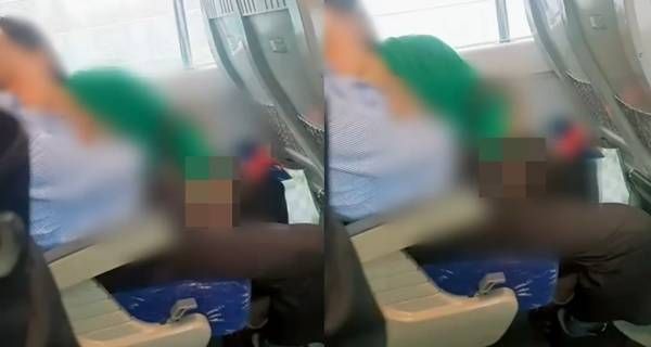 ▲▼南韓網友在列車無窮花號上，拍攝到中老年婦女撫摸套弄隔壁座男性生殖器的一幕。（圖／翻攝自韓網）