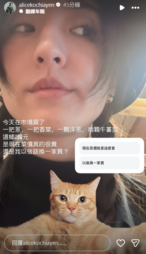 ▲▼柯佳嬿。（圖／翻攝自Instagram／alicekochiayen）