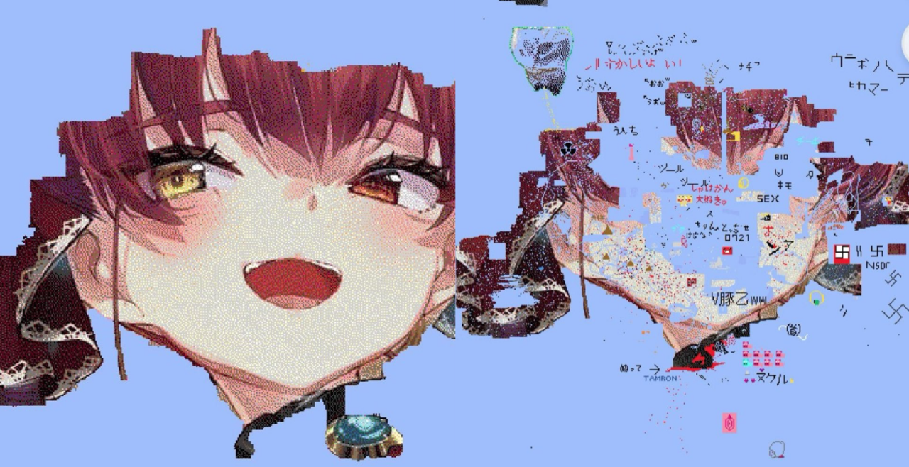 ▲▼《Wplace》寶鐘瑪琳像素圖遭黑粉惡意破壞。（圖／翻攝自X／@nM___0606___）