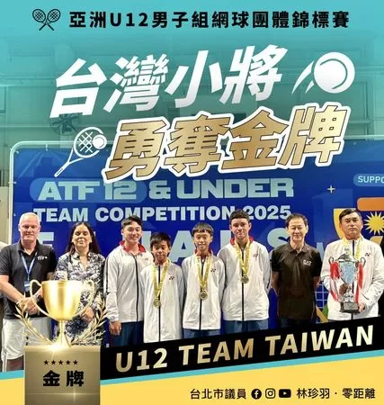 ▲團體網球錦標賽台灣小將奪冠。（圖／林珍羽臉書）