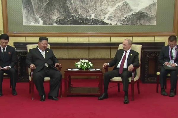 ▲▼ 普丁與金正恩在釣魚台國賓館會晤。（圖／翻攝自塔斯社）