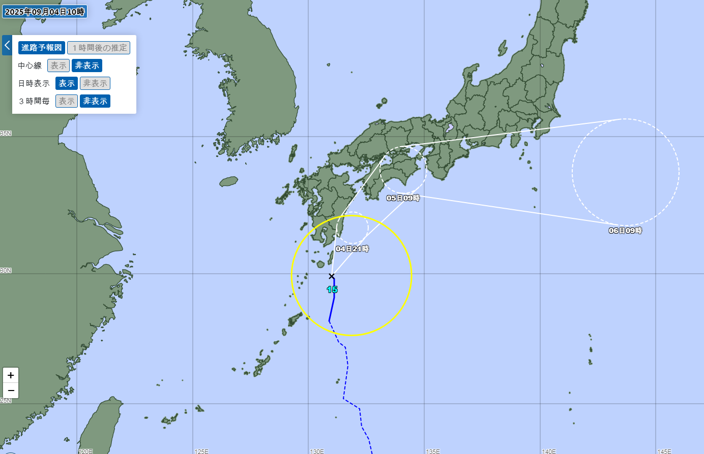 ▲▼日本預測今年第15號颱風「琵琶」路徑，預估將貫穿四國與關東。（圖／日本國氣象廳）
