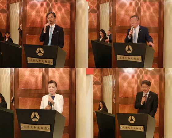 ▲黃教漳、林奇宏、王美花、川和現在簽屬儀式上致詞。（圖／記者張佩芬攝）