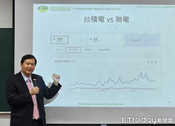 ▲藝群醫學美容集團董事長王正坤醫師於成大企管顧問班分享企業如何避開關稅風暴。（記者林東良翻攝，下同）