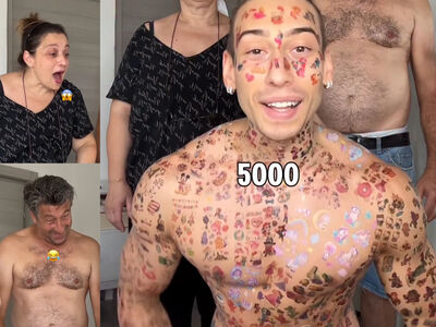 義大利男挑戰5000張紋身貼紙　連私密處都貼爆！爸媽反應全網笑瘋
