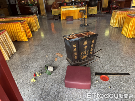 ▲▼1名慣竊在佛祖面前，撬破功德箱偷走1萬元香油錢。（圖／警方提供，下同）