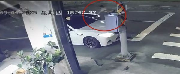 ▲台南山上區4日晚上發生連環擦撞事故，陳姓肇事駕駛最後撞上一名腳踏車騎士後逃離現場，被新化分局查獲送辦。（民眾提供，下同）