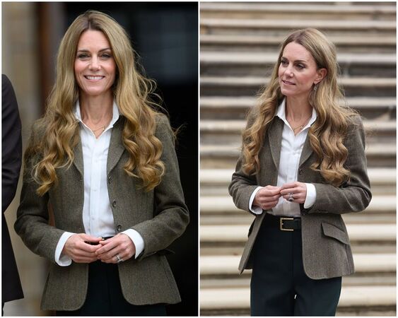 凱特王妃的金髮造型引人注目。（翻攝X@royalfocus1、@WalesRoyals）