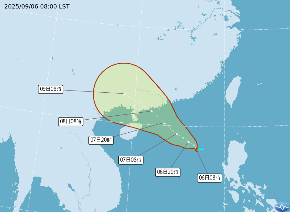 ▲▼準塔巴颱風上午8時最新位置。（圖／氣象署提供）