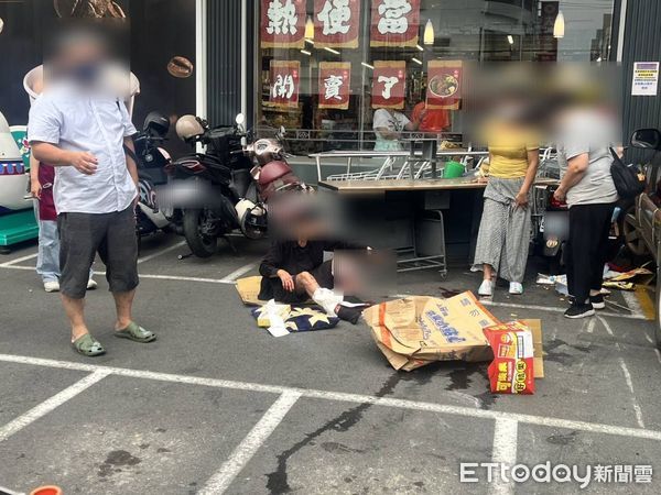 ▲阿姨消費完遭到休旅車衝撞流鮮血。（圖／記者許宥孺翻攝）