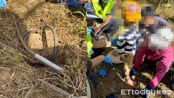 ▲自家農田成陷阱！5歲童誤踩阿公裝「山豬吊」。（圖／記者郭世賢翻攝）