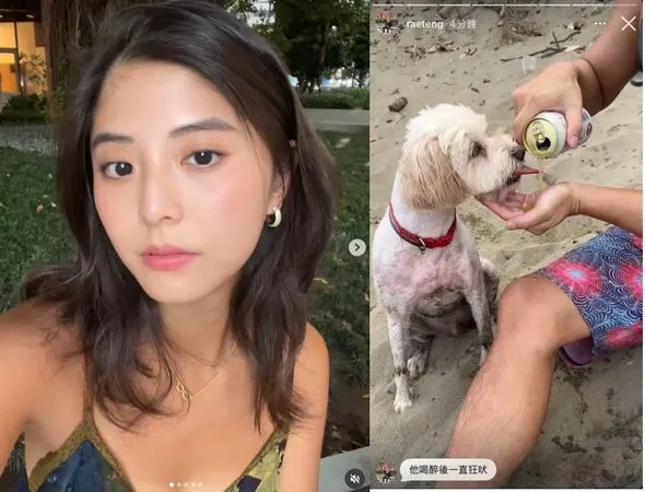 ▲若盈拍下朋友餵狗喝酒的影片挨轟。（圖／翻攝自Dcard）