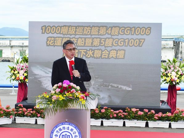 ▲台船剛上任的董事長陳政宏致詞。（圖／台船提供）