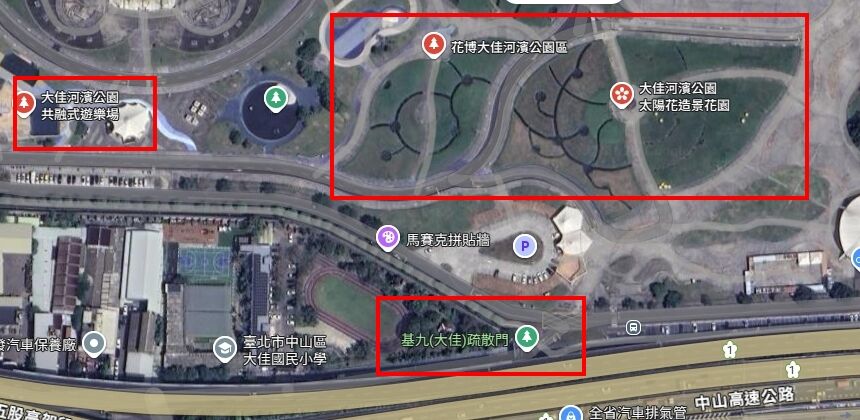 ▲民眾從基9號疏散門進入，往噴泉方向即可看到向日葵花海。（圖／台北市水利處提供）