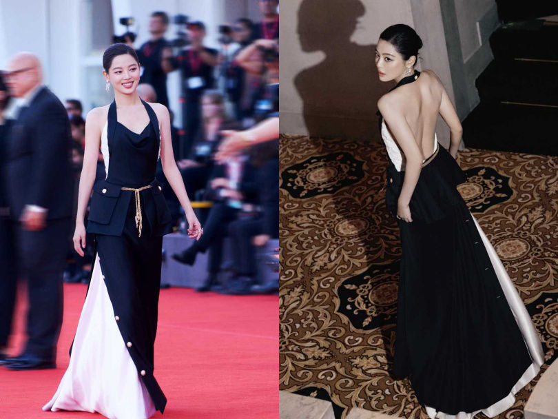 辛芷蕾奪威尼斯影后！紅毯戰袍：削肩露美背、一轉身全網暴動，胸前玫瑰花飆性感天花板