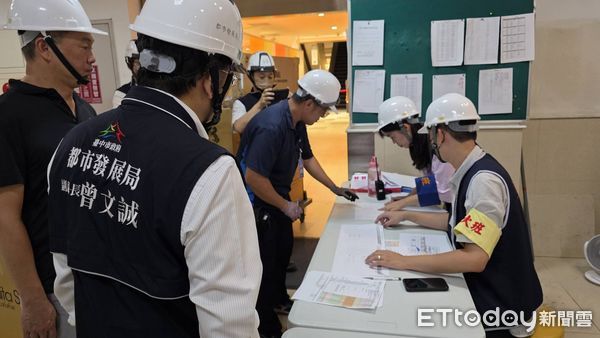 ▲▼都發局人員檢查人員和貨物進貨流程。（圖／台中市政府提供，下同）