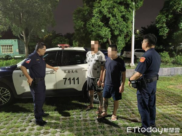 ▲▼台中保大攔下1輛車頭燈不亮的汽車，意外逮捕通緝犯和毒犯。（圖／民眾提供，下同）