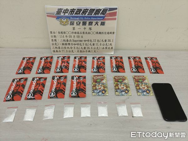 ▲▼台中保大攔下1輛車頭燈不亮的汽車，意外逮捕通緝犯和毒犯。（圖／民眾提供，下同）