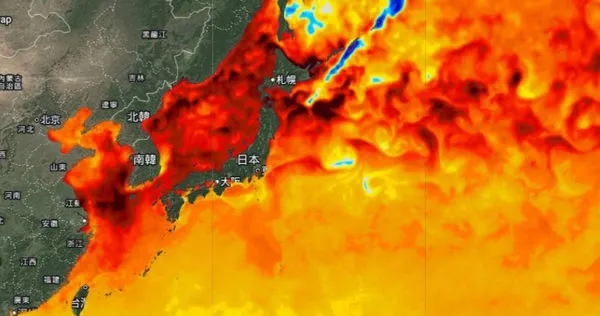 鄭明典表示，海溫距平圖仍「一片橘紅」。（圖／翻攝自臉書／鄭明典）