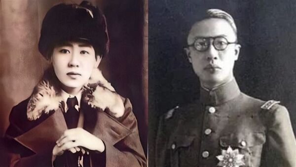 ▲川島芳子與溥儀。（翻攝自百度百科)